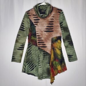 Radzoli Top Small Cowl Asymmetric Patchwork Witchy Boho Forest Fairycore Rainbow